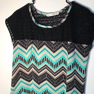 Liberty Love Abstract Art lace trim Top 1 XL